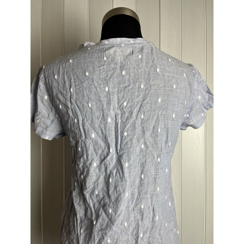 Cloth & stone light blue v-Neck Blouse Short Sleeve Dot Motif Print Top Size XS - Picture 9 of 12